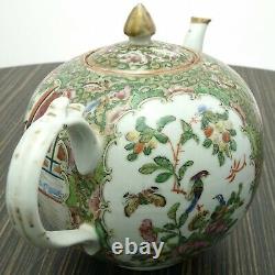 Antique Chinois Famille Médaillon Rose Teapot