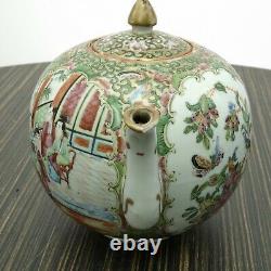 Antique Chinois Famille Médaillon Rose Teapot