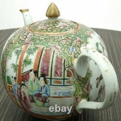 Antique Chinois Famille Médaillon Rose Teapot