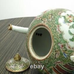 Antique Chinois Famille Médaillon Rose Teapot