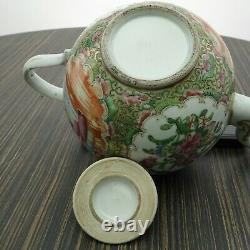 Antique Chinois Famille Médaillon Rose Teapot