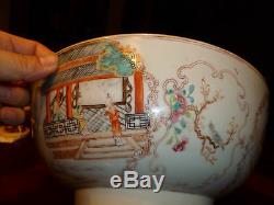 Antique Chinois Famille Rose Punch Bowl, 18 C, Qianlong