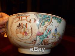 Antique Chinois Famille Rose Punch Bowl, 18 C, Qianlong