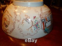 Antique Chinois Famille Rose Punch Bowl, 18 C, Qianlong