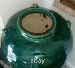 Antique Chinois Martaban Potterie Potterie Jar Green Glaze 15