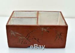 Antique Chinois Peranakan Yixing Émail Noix De Bétel Boîte Pots En Terre Cuite Yixing Rare