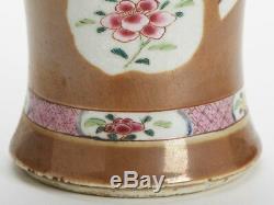 Antique Chinois Qing Batave Famille Rose Vase Lidded 18c