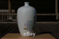 Antique Début 20thc République Chinoise Période Vase Famille Rose Figure Signé