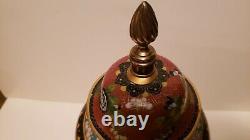 Antique Début De La Période République Chinoise Tall Plombé Cloisonne Pot De Gingembre Foré