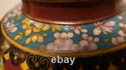 Antique Début De La Période République Chinoise Tall Plombé Cloisonne Pot De Gingembre Foré