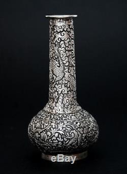 Antique Détroit Vase En Argent Chinois Perakanan Nyonya