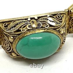 Antique Exportation Chinoise Sterling Silver Filigree Turquoise Bracelet. 7
