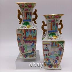 Antique Famille Chinoise Rose Paire De Vases