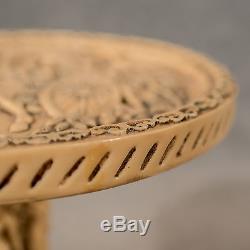 Antique Oriental Table Lampadaire Chinois Vintage Sculpté Pierre Résine 20ème C