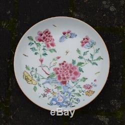Antique Plaque De Porcelaine Chinoise Yongzheng Rose Famille