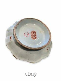 Antique Polylobé Émaillé Chinois Porcelaine Assiette Art Lotus Évocation 20ème