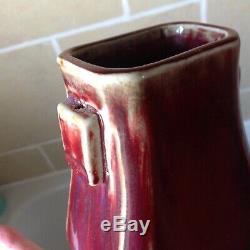 Antique Porcelaine Poterie Chinoise Vase Sang De Boeuf Flambés Pot Brosse Fang Hu