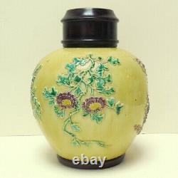 Antique Qing Dynastie Chinoise Jaune Wang Bingrong Ginger Jar Personnage Seal Mark