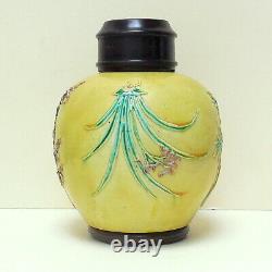 Antique Qing Dynastie Chinoise Jaune Wang Bingrong Ginger Jar Personnage Seal Mark