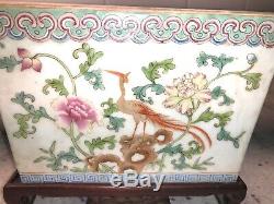 Antique République Chinoise Famille Rose Porcelaine Planters D'or Faisans Oiseaux