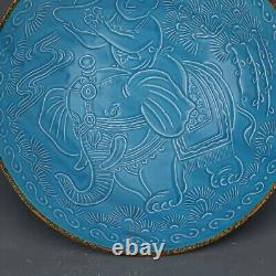 Antique chinois de la dynastie Song Bol de figures sculptées d'éléphants en porcelaine de la fournaise Ding