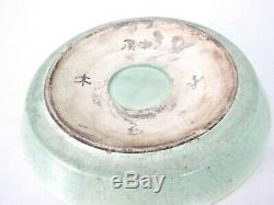 Antiques Porcelaine Céladon Chinois Signée Dans La Plaque