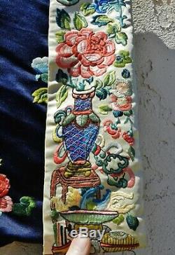 Antiques Soie Chinoise Robe Forbidden Point De Broderie C. 1900
