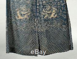 Antiquité Chine Chine Imperial Robe Veste En Tissu Qing Silk Dragon Broderie 19 T