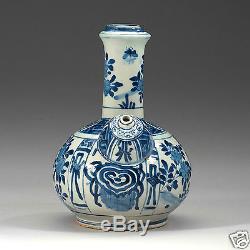 Antiquité Chine Chinoise Wanli Ming Kendi Bleu Blanc En Porcelaine 1572-1620