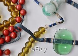 Antiquité Chinoise Chine Couleur Qing Peking Glass Court Collier Perle 1900