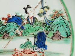 Antiquité Chinoise Dynastie Qing Kangxi Ou Plus Tard Famille Verte Charger Dames Grande