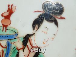 Antiquité Chinoise Dynastie Qing Kangxi Ou Plus Tard Famille Verte Charger Dames Grande