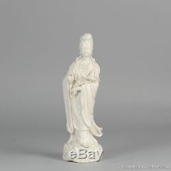 Antiquité Statue Dehua Blanc De Chine 19ème / 20c Guanyin Chine Porcelaine Chinoise