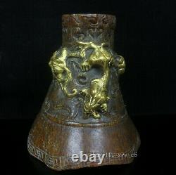 Antiquités Chinoises Qianlong Year System Niu Jiao Gold-plated Animal Pattern Bol