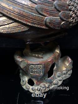 Antiquités chinoises de l'ère Qianlong Statue de canard en cuivre pur fait main Brûleur d'encens