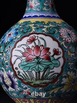 Antiquités chinoises de la dynastie Qing, vases en porcelaine émaillée à motif de fleurs de l'époque Qianlong