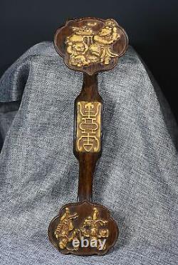 Antiquités chinoises en bois de rose naturel Statue Ruyi exquise faite à la main 16683