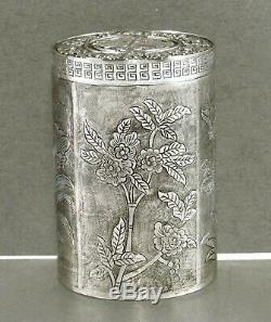 Argent Chinese Export Tea Caddy Signé