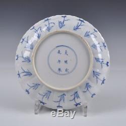 Assiette À Poinçon Chenghua En Porcelaine De Chine, Bleu Et Blanc, Époque Kangxi