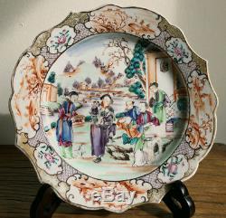Assiette En Porcelaine De Chine Famille Rose Antique Du Xviiie Siècle À L'exportation Qianlong