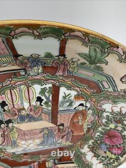 Assiette antique décorative chinoise du 19e siècle, diamètre 14 pouces