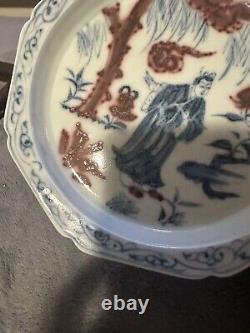 Assiette en porcelaine chinoise bleue et blanche