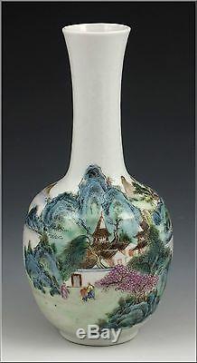 Beau Vase Ancien En Porcelaine De Chine Famille Rose Avec Marque Qianlong
