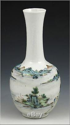 Beau Vase Ancien En Porcelaine De Chine Famille Rose Avec Marque Qianlong