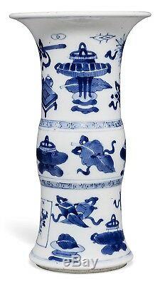 Beau Vase Antique Chinois Et Bleu Gu De Christies D'époque Kangxi
