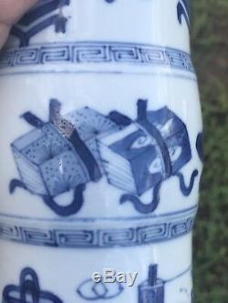Beau Vase Antique Chinois Et Bleu Gu De Christies D'époque Kangxi
