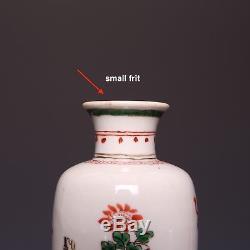 Beau Vase Chinois Famille Verte Rouleau, 18ème, Époque Kangxi, Antiquités