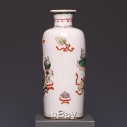 Beau Vase Chinois Famille Verte Rouleau, 18ème, Époque Kangxi, Antiquités