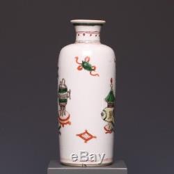 Beau Vase Chinois Famille Verte Rouleau, 18ème, Époque Kangxi, Antiquités