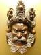 Belle Antique Sculpté En Bois Chinois Masque Masque Des Années 1800 Empereur & Dragon Coiffe